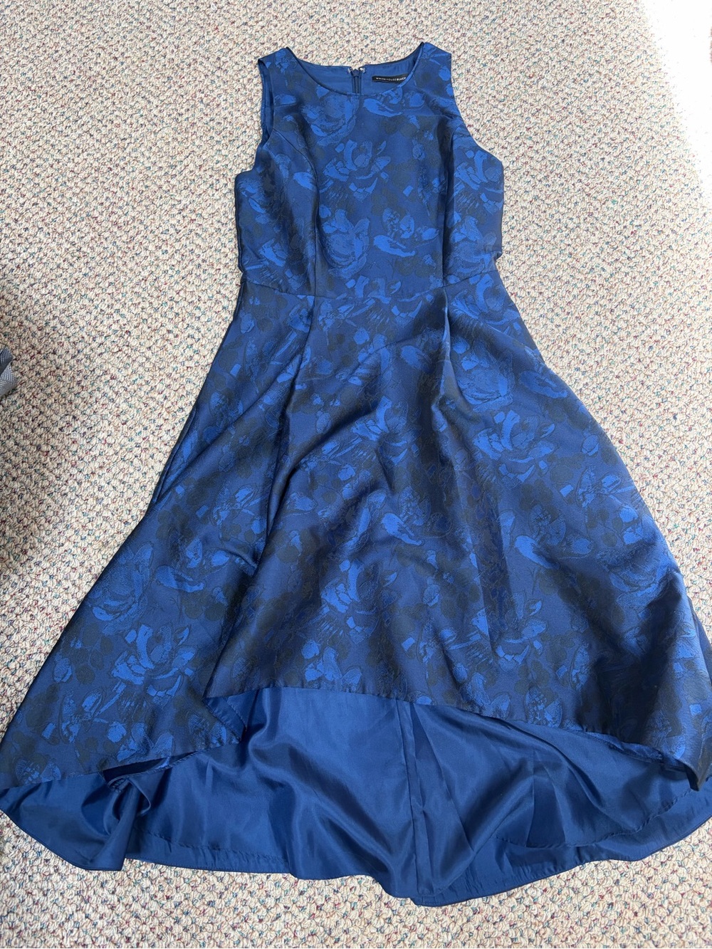 Sleeveless Blue Floral White House Black Market Fit-and-Flare Dress